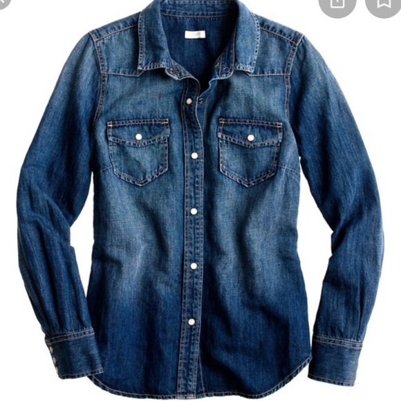 J. Crew Tops - J Crew ladies 12 denim Western shirt pearl snap